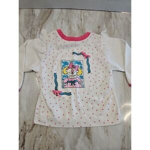 Vtg 70s 80s HEALTH TEX Polka Dot SHIRT YOUTH Girls KIDS 2T USA MADE Ruffle Lace